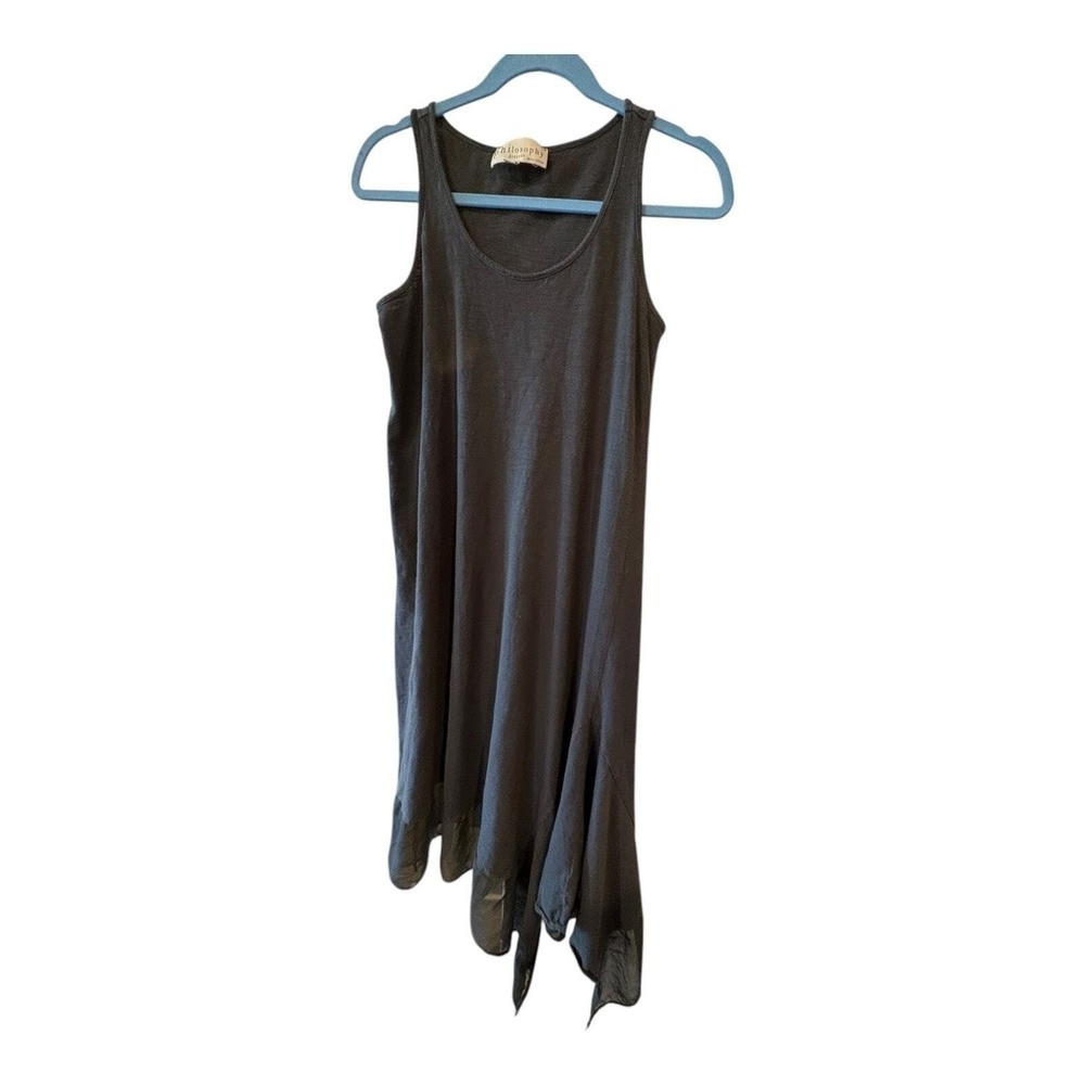 Philosophy Sleeveless Asymmetrical Midi Dress Women's Size Small Dark Grey‎